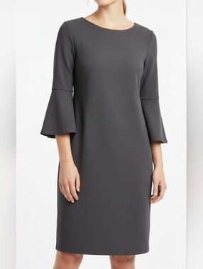 Calvin Klein Charcoal Gray Long-Sleeve Shift Dress